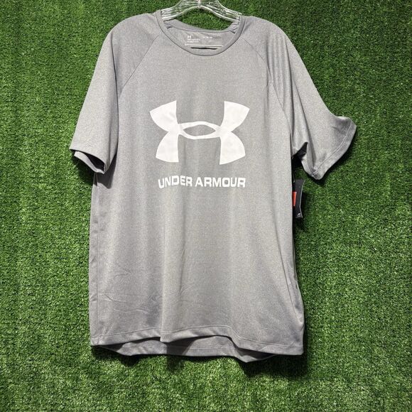 NWT Under Armour Gray Loose Fit Athletic Short Sleeve Shirt Men’s Size XL - Picture 1 of 4